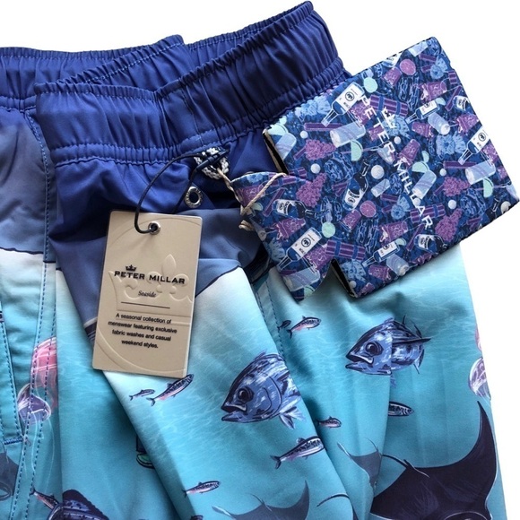 Peter Millar Mens Seaside Ocean Traffic Swim Trunks Size XL - Picture 11 of 15